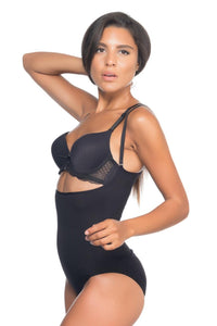 SİYAH DesBerries 2073 Göğüsü Açık Desenli Body Korse