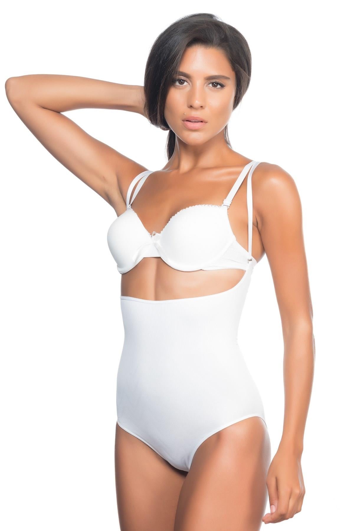 BEYAZ DesBerries 2073 Göğüsü Açık Desenli Body Korse