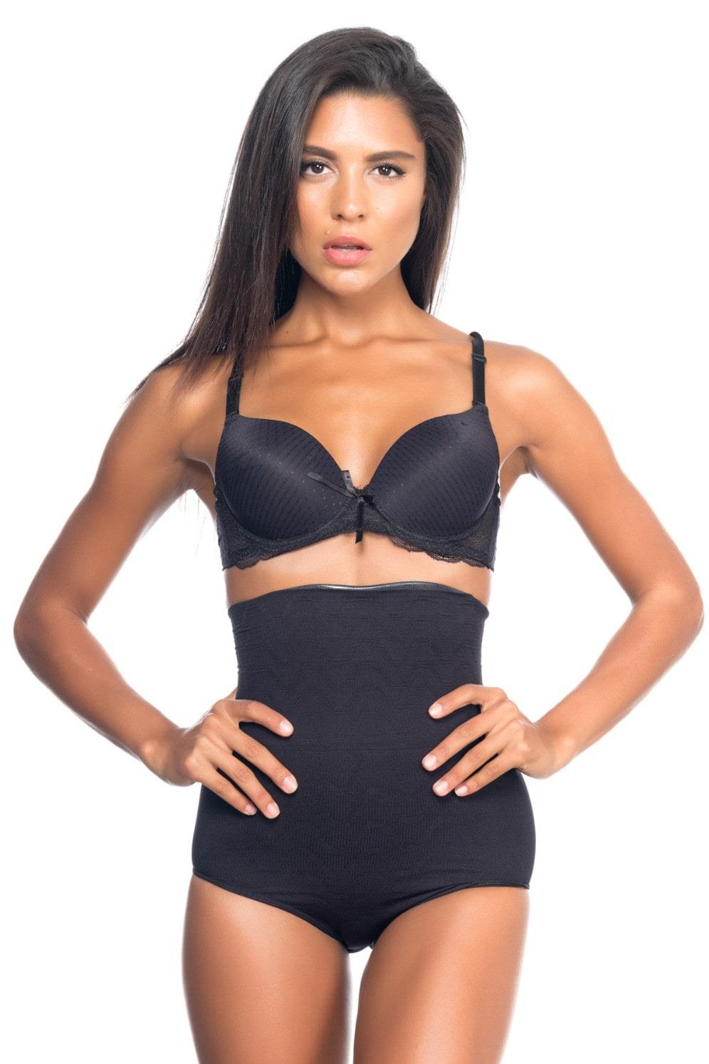 SİYAH 2079 Yüksek Bel Desenli Double Slip Korse