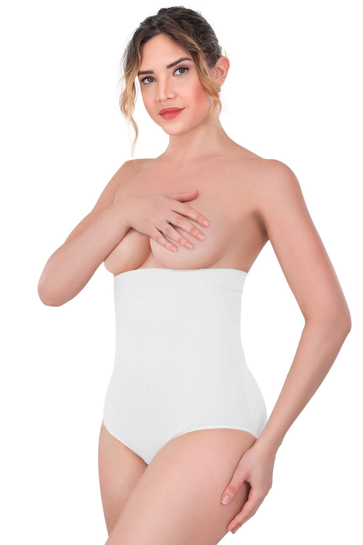 BEYAZ DesBerries 2080 Yüksek Bel Çıtçıtlı Slip Korse