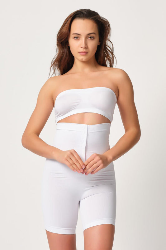 BEYAZ DesBerries 2087 Önden Agraflı Paçalı Korse