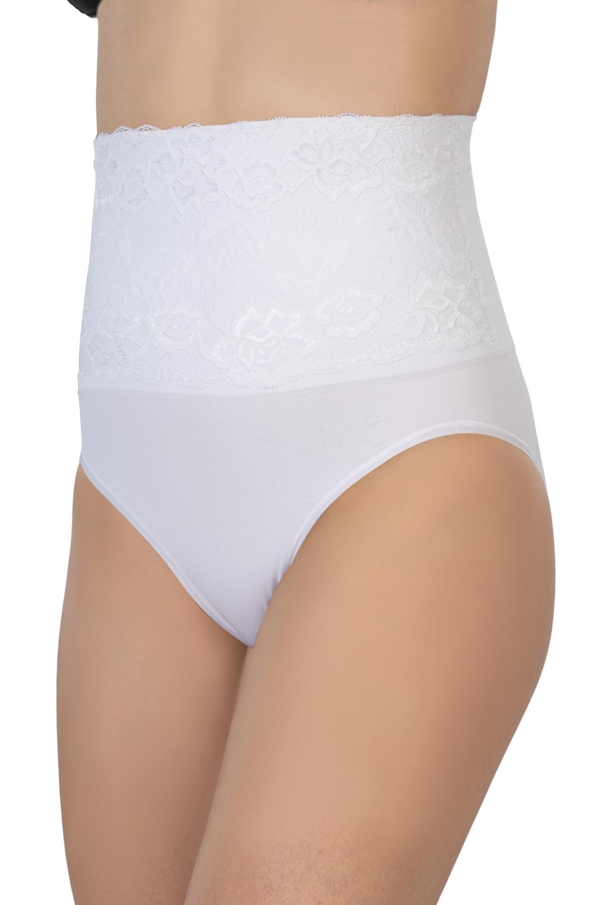 BEYAZ DesBerries 2090 Önü Dantelli Yüksek Bel Slip Korse