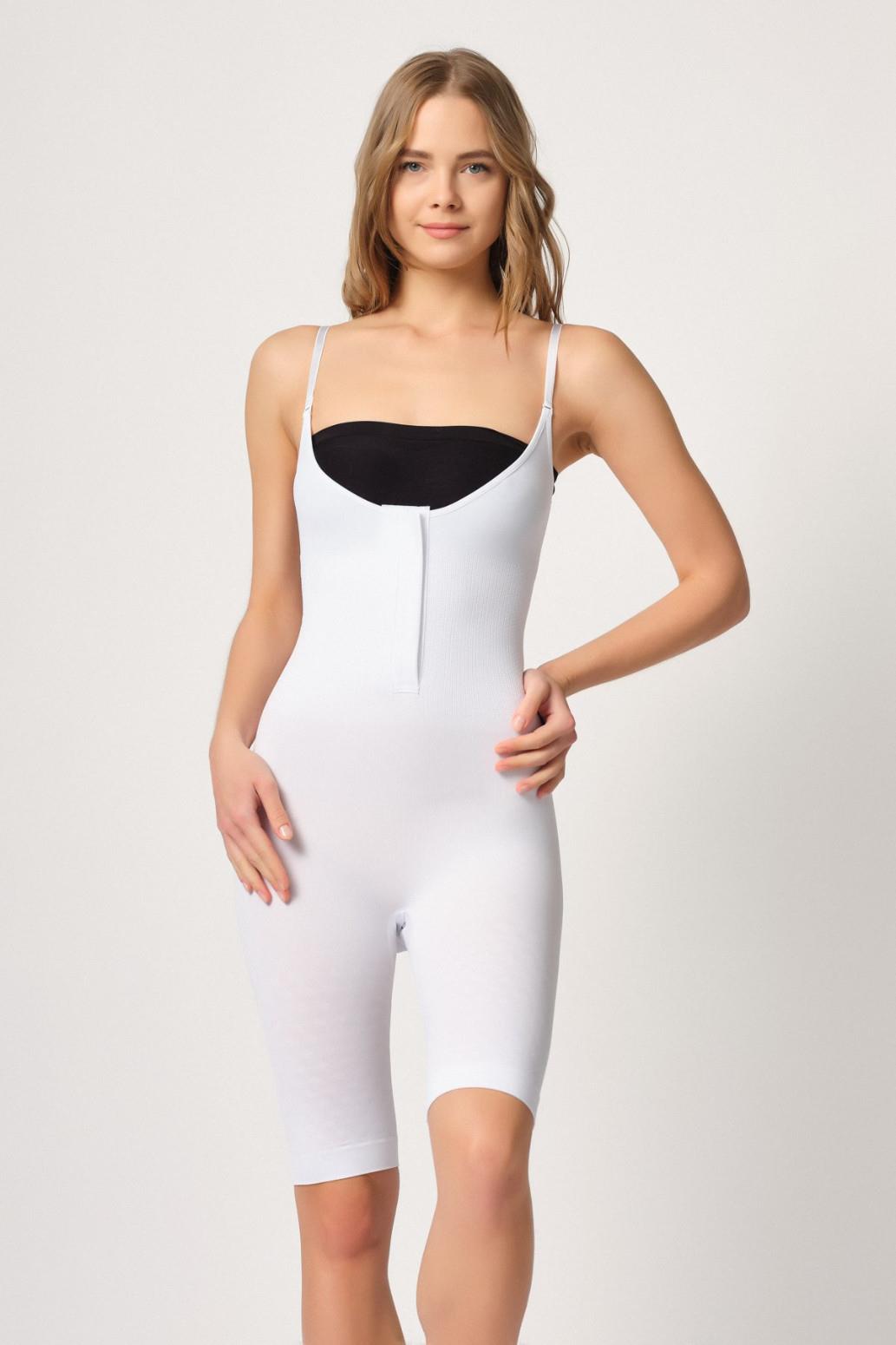 BEYAZ DesBerries 2093 Ön Agraflı Göğsü Açık Paçalı Boy Korse