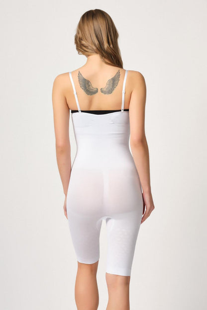 BEYAZ DesBerries 2093 Ön Agraflı Göğsü Açık Paçalı Boy Korse
