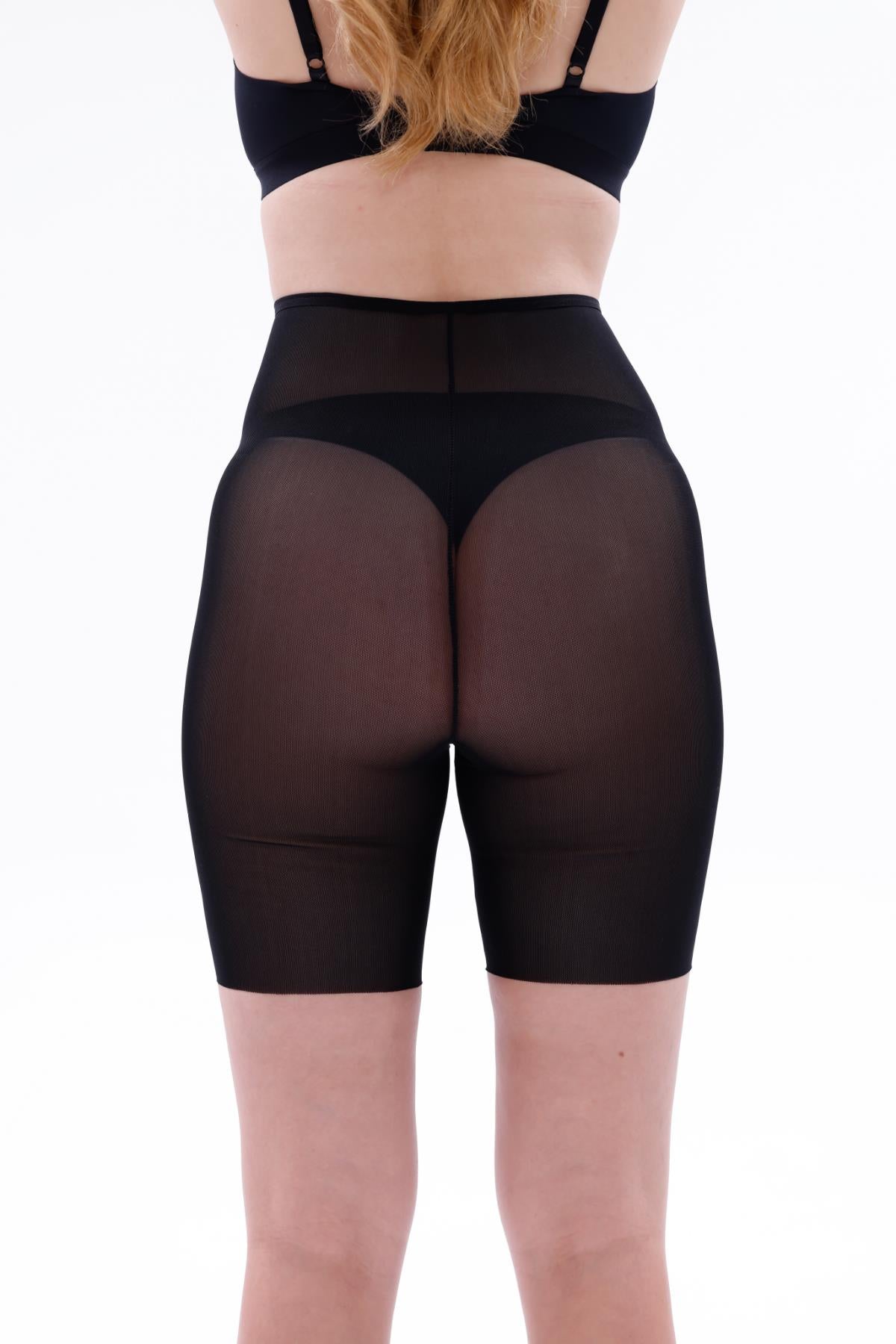 SİYAH DesBerries EMAY 2705 Lazer Tül Boxer Hayalet Korse
