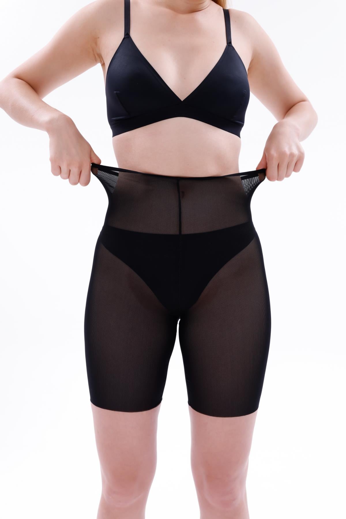 SİYAH DesBerries EMAY 2705 Lazer Tül Boxer Hayalet Korse