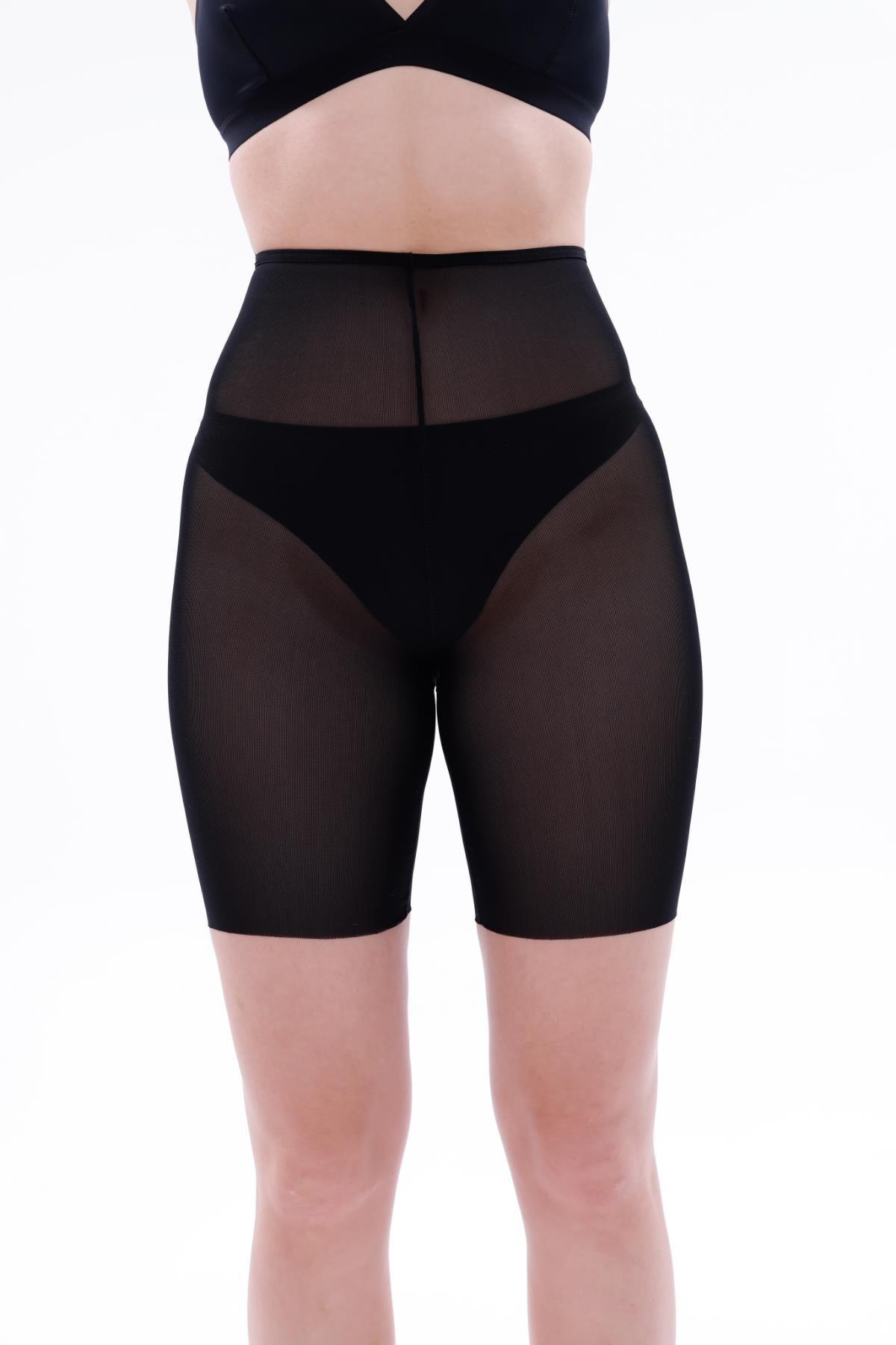 SİYAH DesBerries EMAY 2705 Lazer Tül Boxer Hayalet Korse