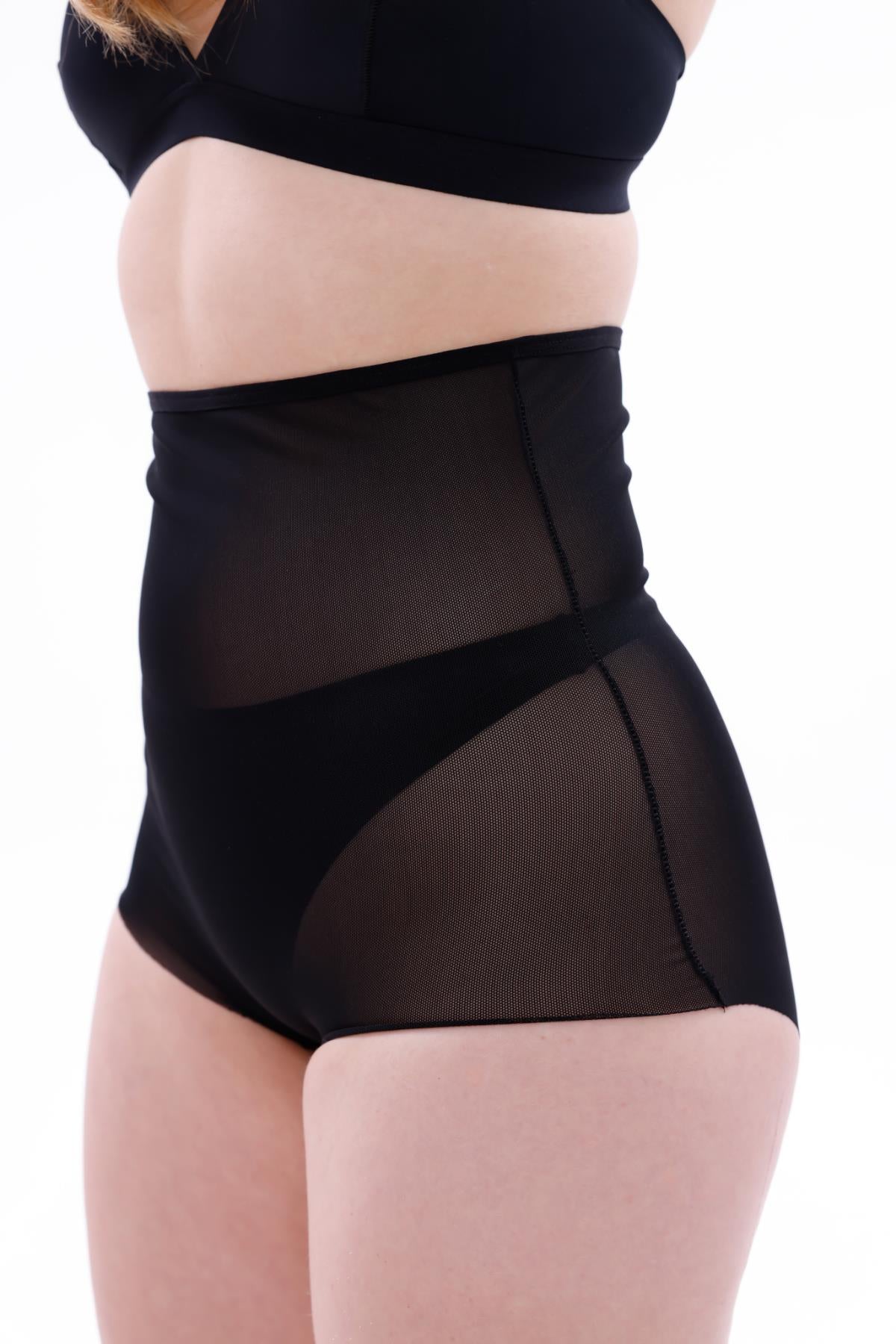 SİYAH DesBerries EMAY 2706 Lazer Tül Slip Hayalet Korse