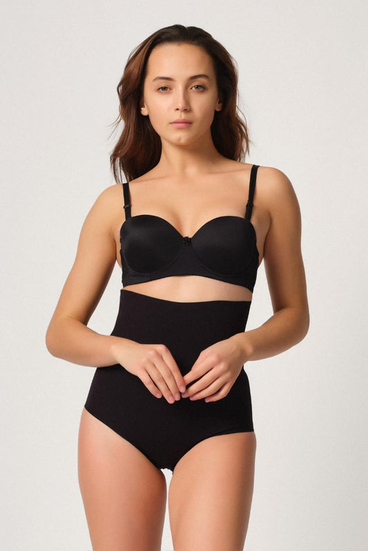 SİYAH DesBerries 2708 Lazer Yüksek Bel Kesim Slip Hayalet Korse