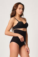 SİYAH DesBerries 2708 Lazer Yüksek Bel Kesim Slip Hayalet Korse