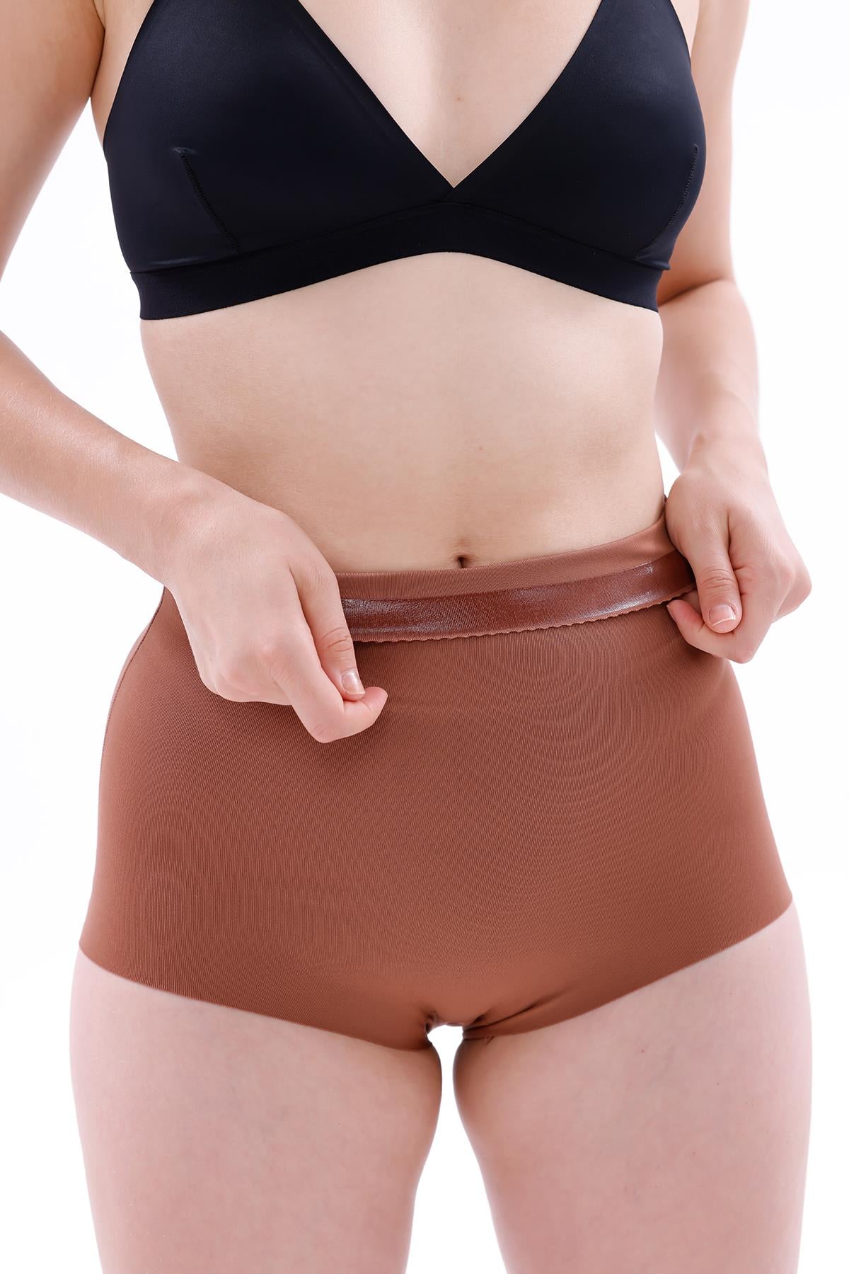 KAHVE DesBerries 2708 Lazer Yüksek Bel Kesim Slip Hayalet Korse