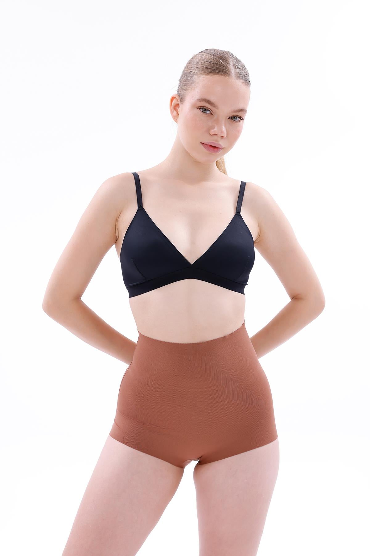 KAHVE DesBerries 2708 Lazer Yüksek Bel Kesim Slip Hayalet Korse