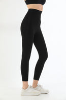 SİYAH 2711 Lazer Kesim Fermuarlı Uzun Tayt