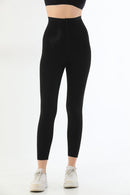 SİYAH 2711 Lazer Kesim Fermuarlı Uzun Tayt