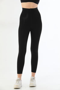 SİYAH 2711 Lazer Kesim Fermuarlı Uzun Tayt