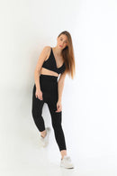 SİYAH 2711 Lazer Kesim Fermuarlı Uzun Tayt