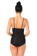 SİYAH DesBerries 2723 Lazer Kesim Göğsü Açık Slip Korse