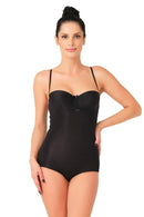 SİYAH DesBerries 2723 Lazer Kesim Göğsü Açık Slip Korse