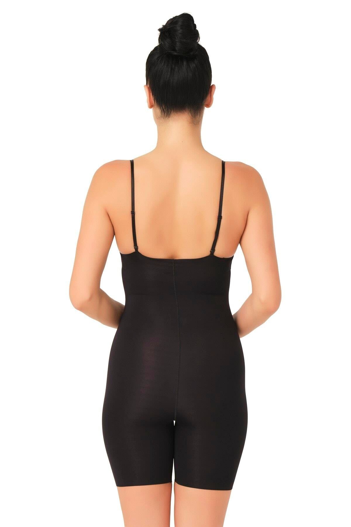 SİYAH DesBerries 2758 Lazer Kesim Göğsü Açık Boxer Korse
