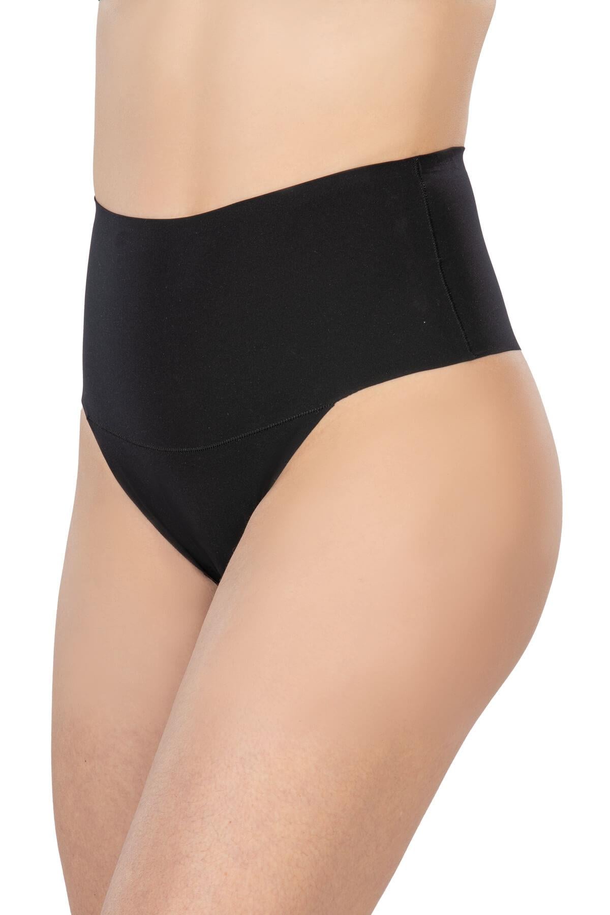 SİYAH DesBerries 2806 Lazer Kesim Yüksek Bel İz Yapmaz String