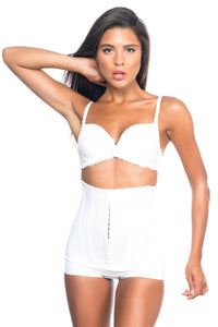 BEYAZ DesBerries 2824 Yüksek Bel Balen Agraflı Slıp Lazer Korse