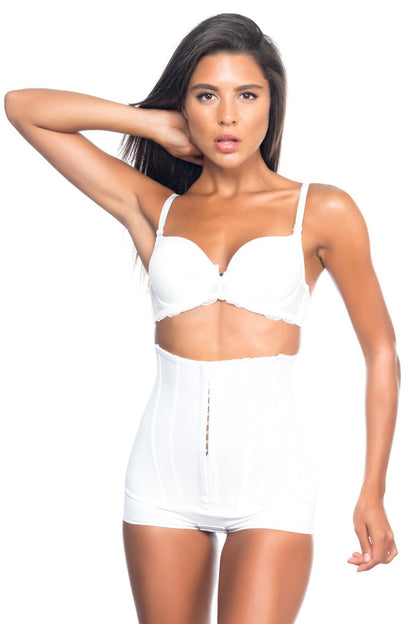 BEYAZ DesBerries 2824 Yüksek Bel Balen Agraflı Slıp Lazer Korse