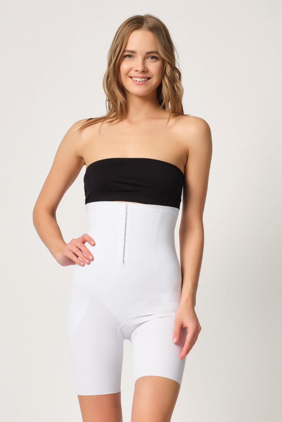 BEYAZ DesBerries 2832 Yüksek Bel Balen Destekli Agraflı Lazer Korse