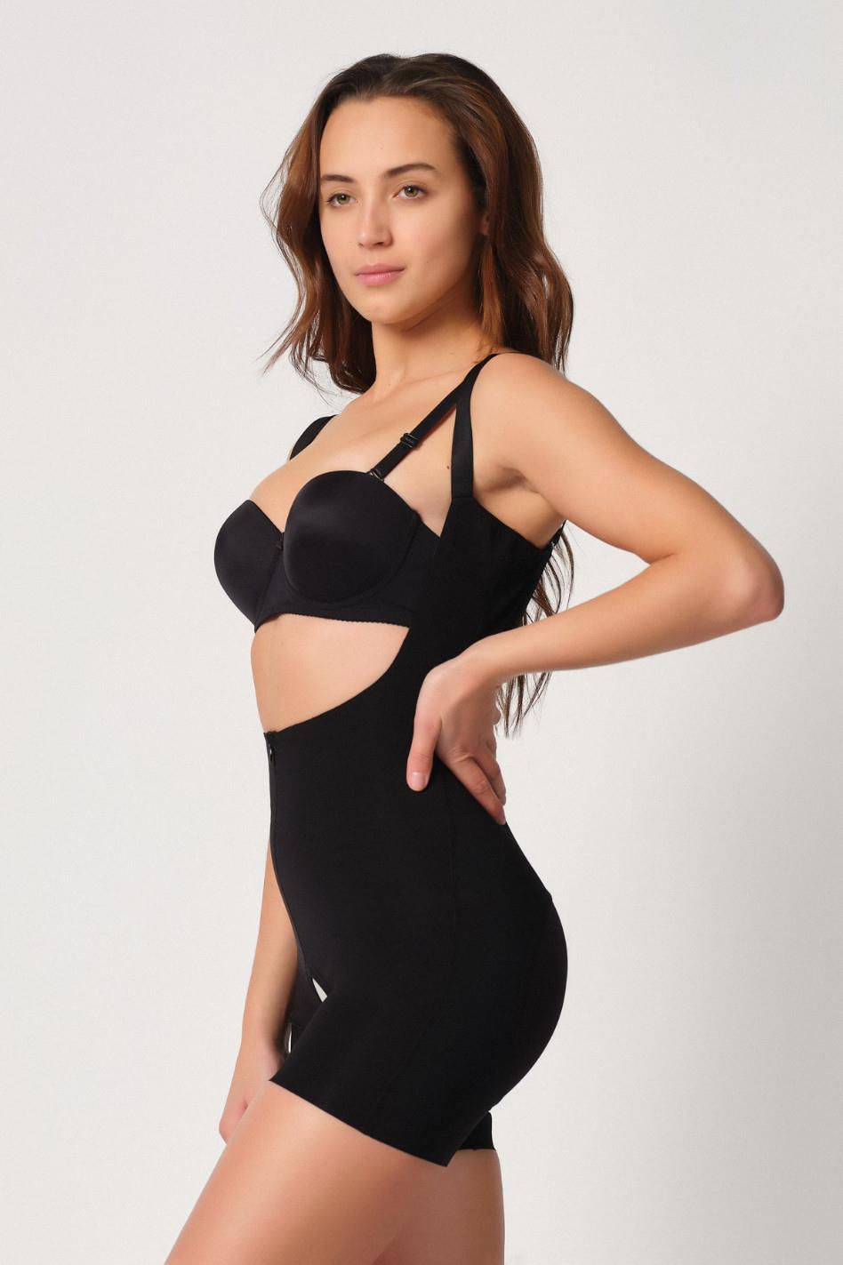 SİYAH DesBerries 2834 Göğsü Açık Ferumalı Tül Popo Boy Lazer Korse