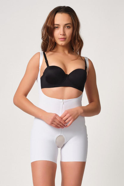 BEYAZ DesBerries 2834 Göğsü Açık Ferumalı Tül Popo Boy Lazer Korse