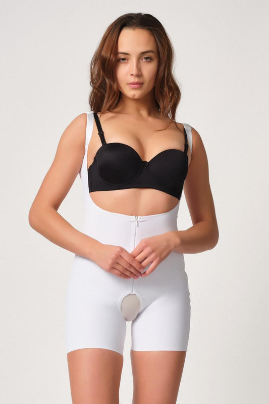 BEYAZ DesBerries 2834 Göğsü Açık Ferumalı Tül Popo Boy Lazer Korse