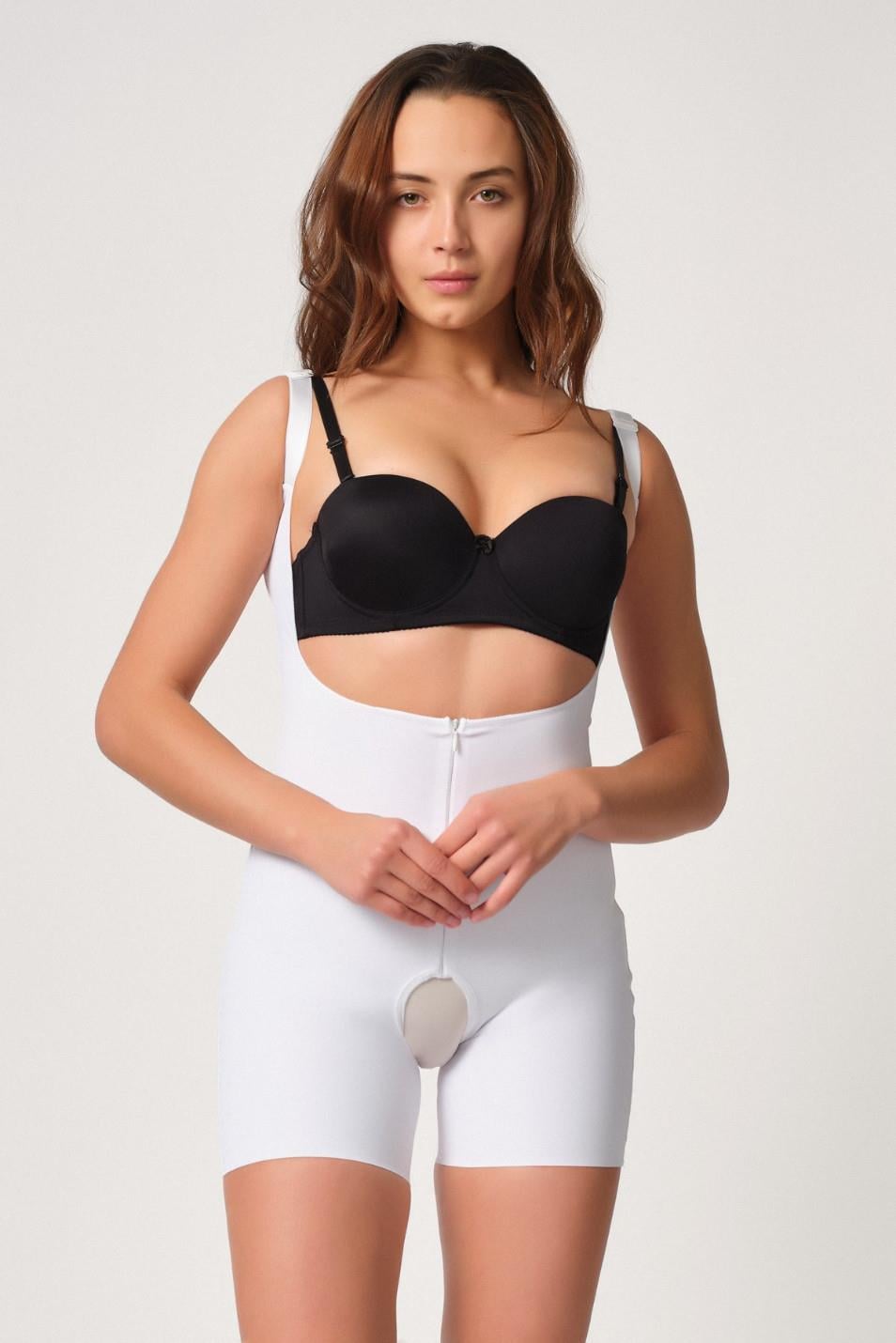 BEYAZ DesBerries 2834 Göğsü Açık Ferumalı Tül Popo Boy Lazer Korse