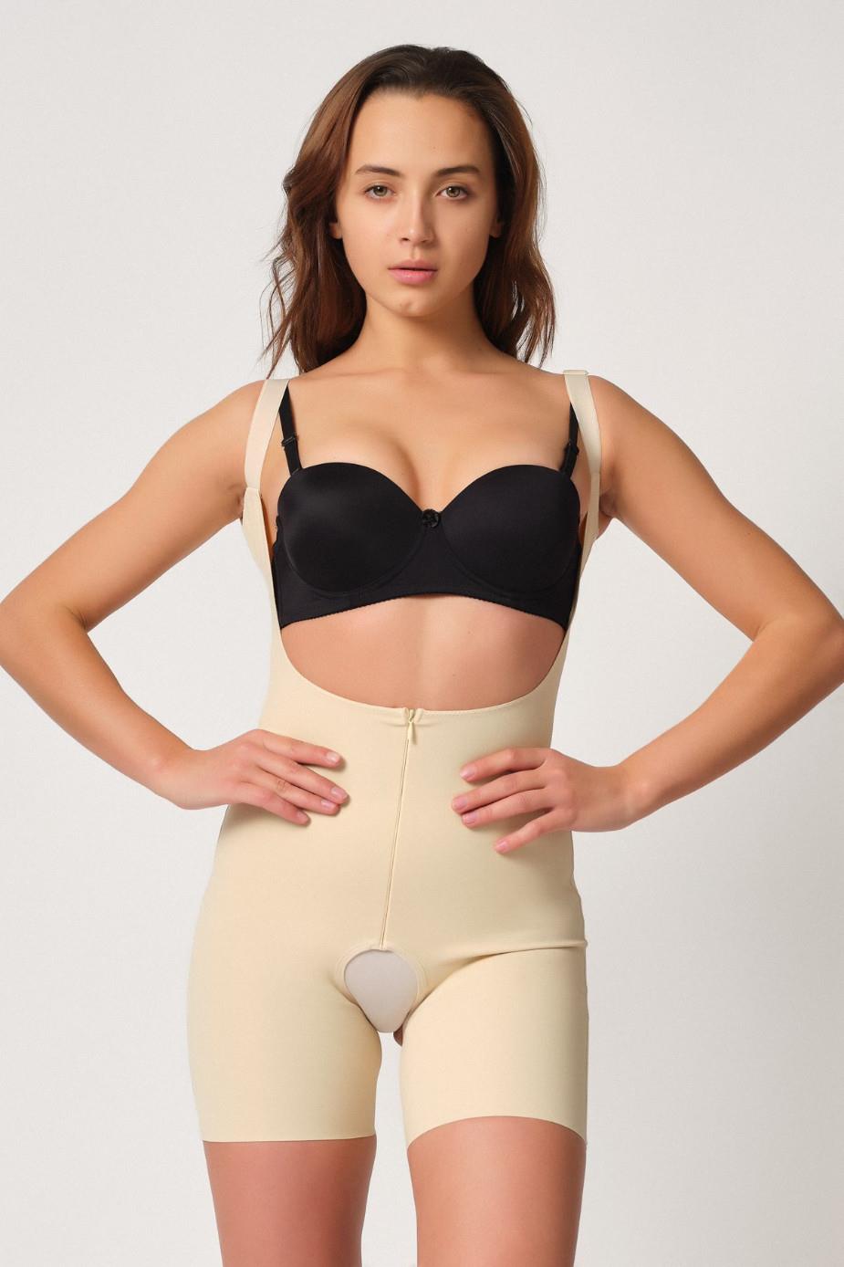 TEN DesBerries 2834 Göğsü Açık Fermuarlı Tül Popo Boy Lazer Korse