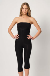 SİYAH DesBerries 2868 Fermuarlı Kapri Tayt Lazer Korse