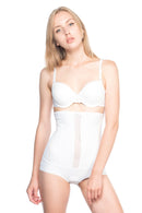 BEYAZ DesBerries 2886 Yüksek Bel Tül Slip Lazer Korse