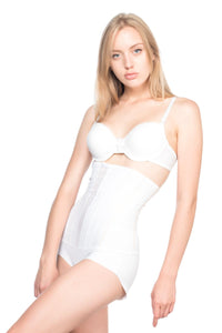 BEYAZ DesBerries 2886 Yüksek Bel Tül Slip Lazer Korse