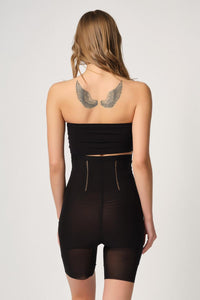 SİYAH DesBerries 2928 Ön Agraflı Tül Paçalı Lazer Korse