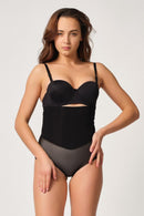 SİYAH DesBerries 2945 Tül Karyokalı Slip Lazer Korse
