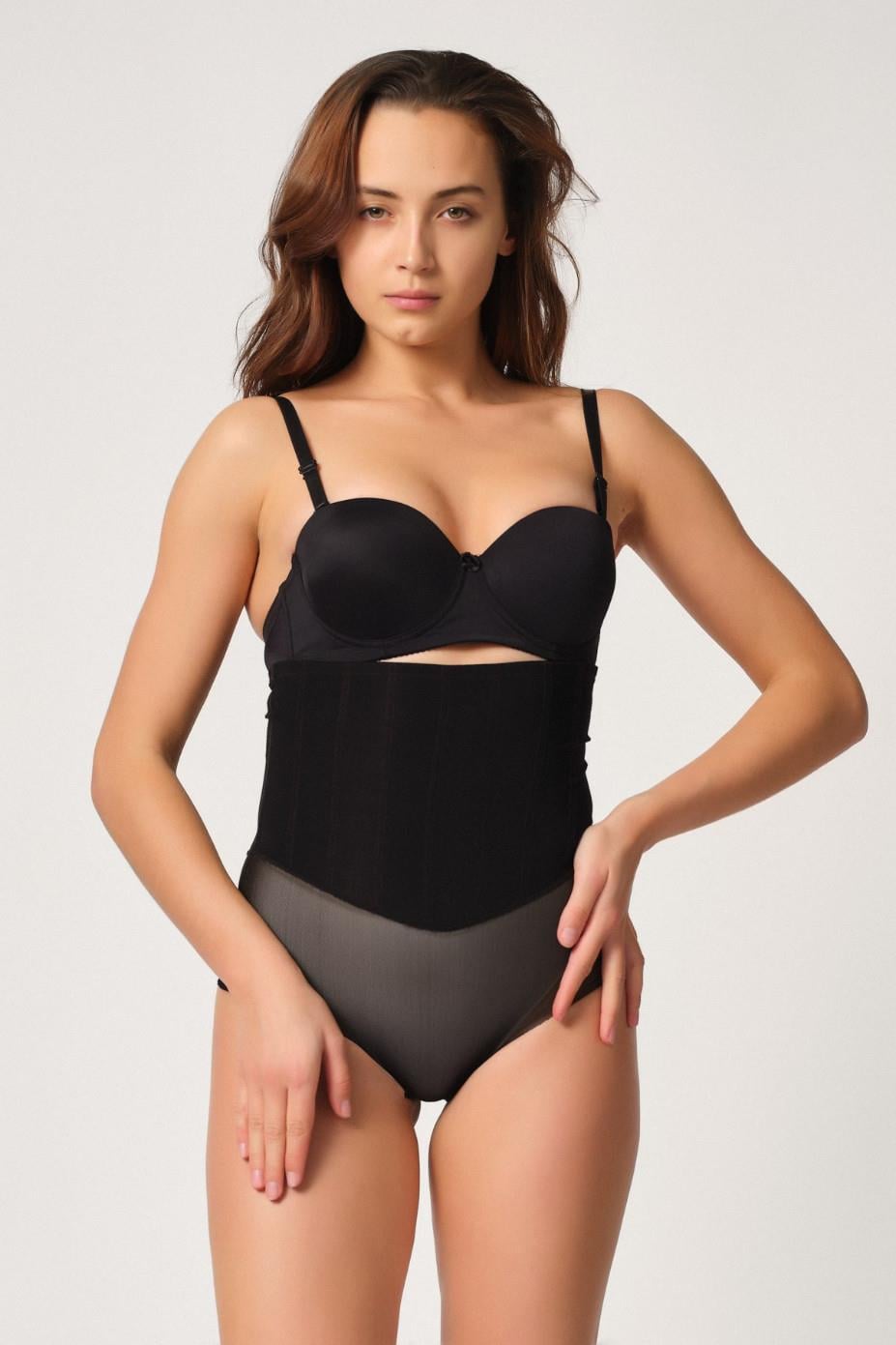 SİYAH DesBerries 2945 Tül Karyokalı Slip Lazer Korse
