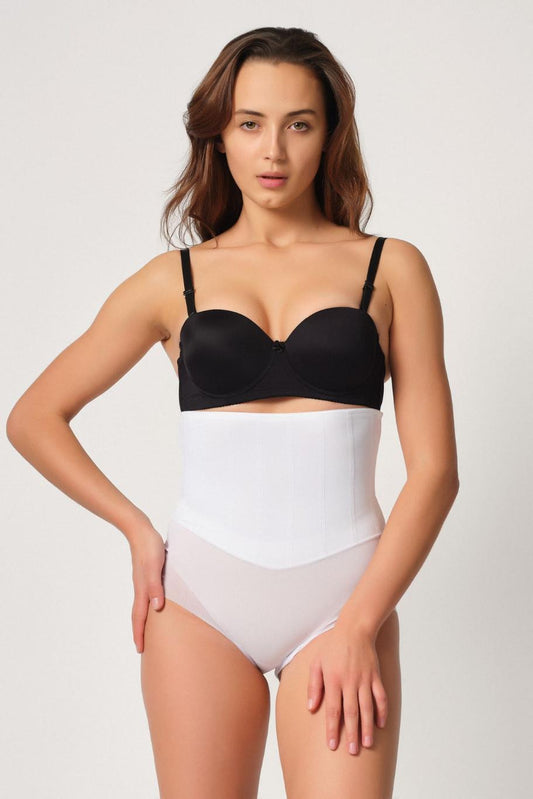 BEYAZ DesBerries 2945 Tül Karyokalı Slip Lazer Korse