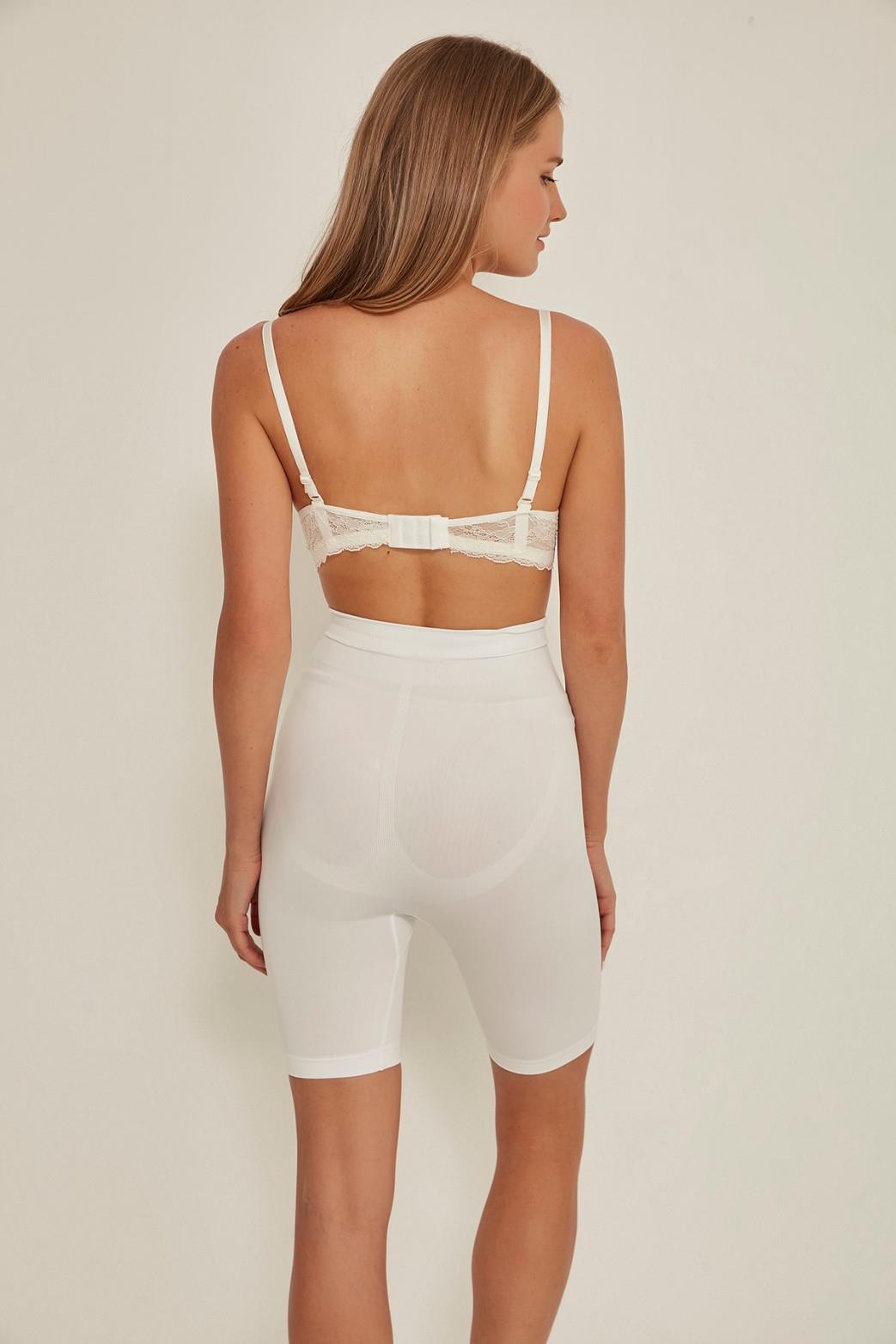 BEYAZ DesBerries 3005 Soft Uzun Paçalı Boxer Korse