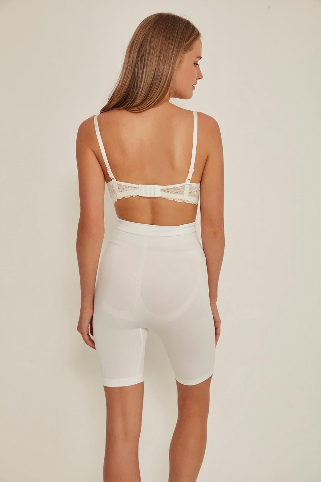 BEYAZ DesBerries 3005 Soft Uzun Paçalı Boxer Korse