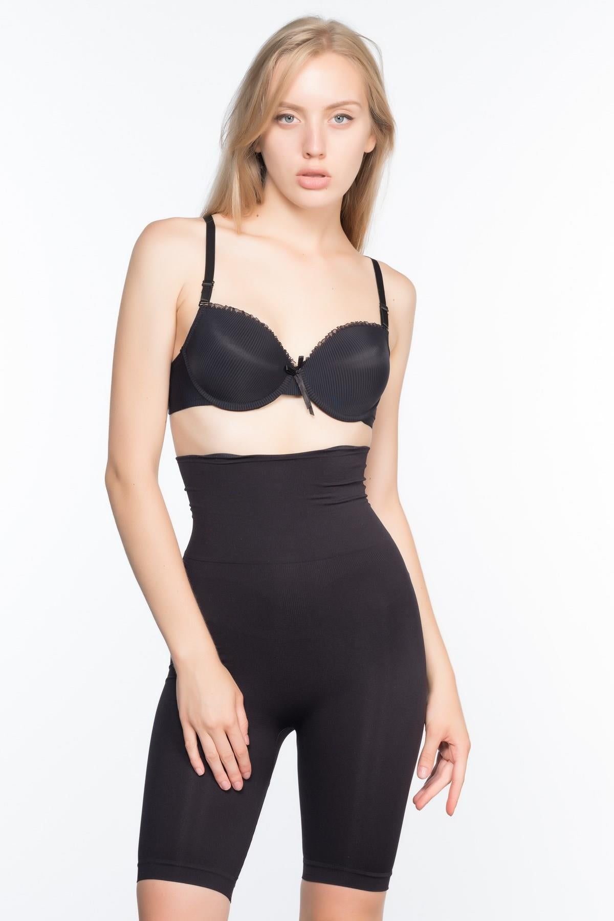 SİYAH DesBerries 3200 Pantolon Altı Soft Double Boxer Korse