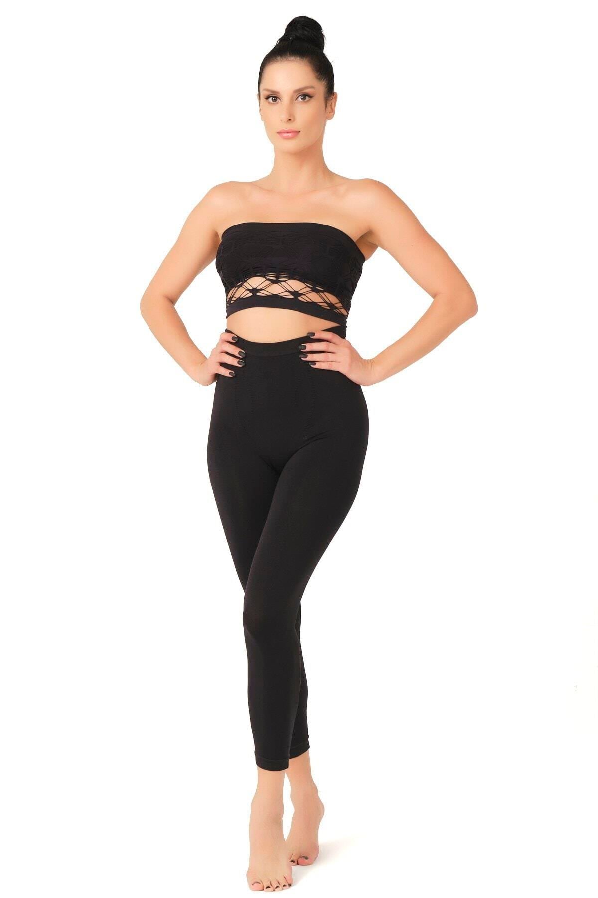 SİYAH DesBerries 3810 Tayt Korse