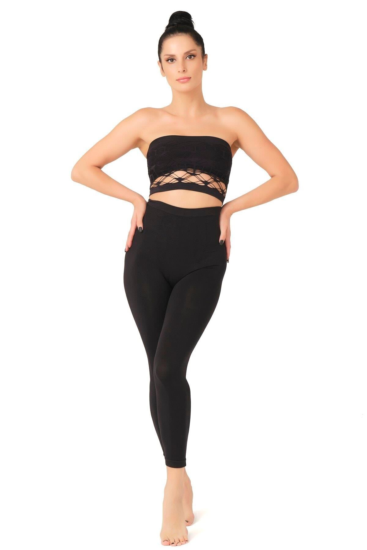 SİYAH DesBerries 3810 Tayt Korse