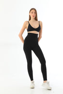 SİYAH 3904 Göğüs Altı Yüksek Bel Toparlayıcı Tayt