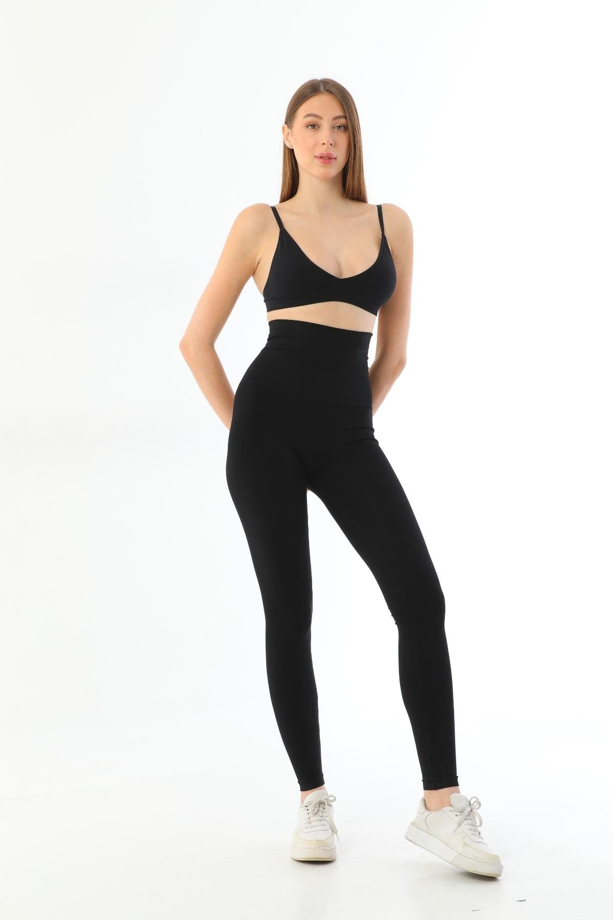 SİYAH 3904 Göğüs Altı Yüksek Bel Toparlayıcı Tayt