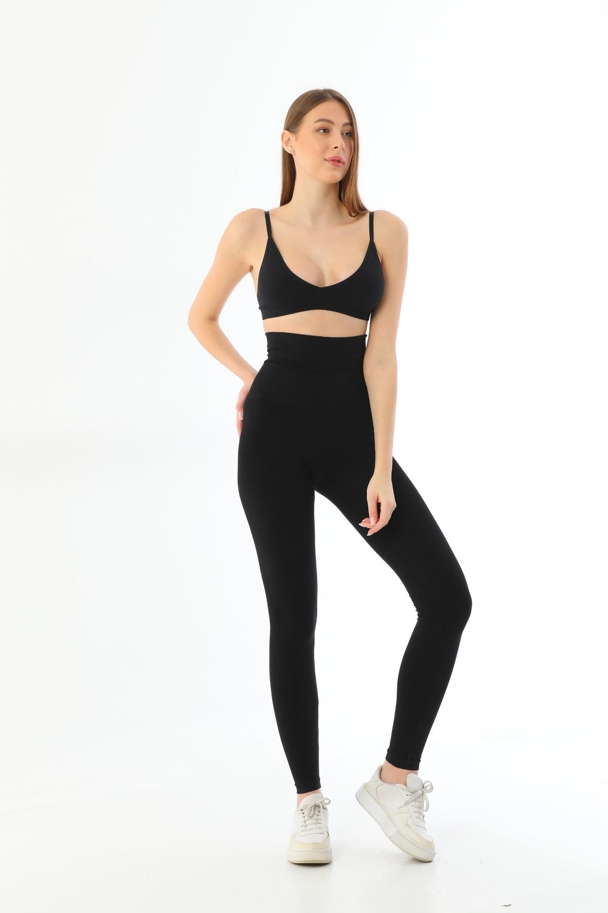 SİYAH 3904 Göğüs Altı Yüksek Bel Toparlayıcı Tayt