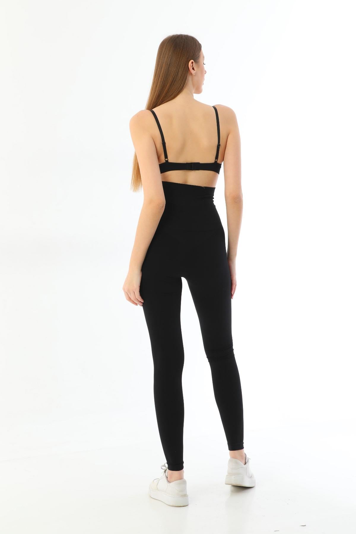 SİYAH 3904 Göğüs Altı Yüksek Bel Toparlayıcı Tayt