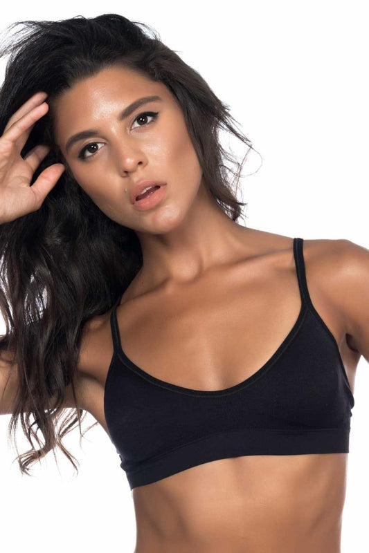 SİYAH DesBerries 4020 Pedli İnce Askılı Büstiyer