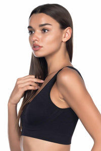 SİYAH DesBerries 4021 Pedli Kalın Askılı Büstiyer